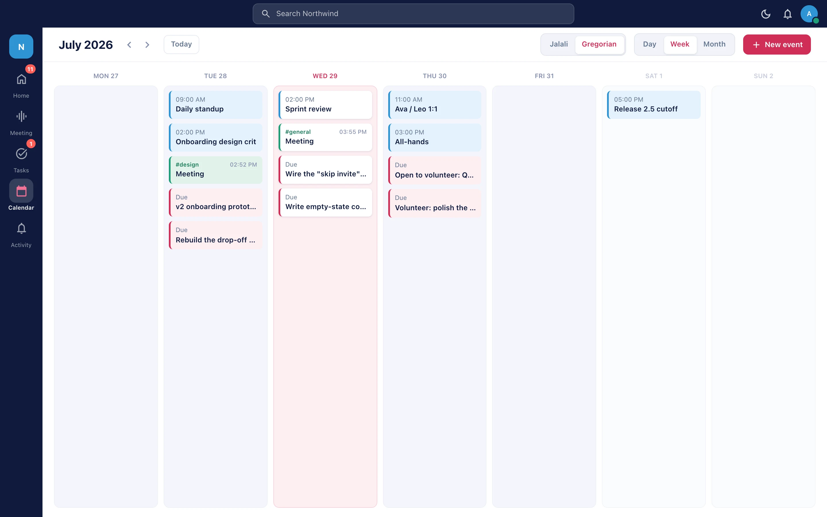 DESKTOP SCREENSHOT — calendar week view