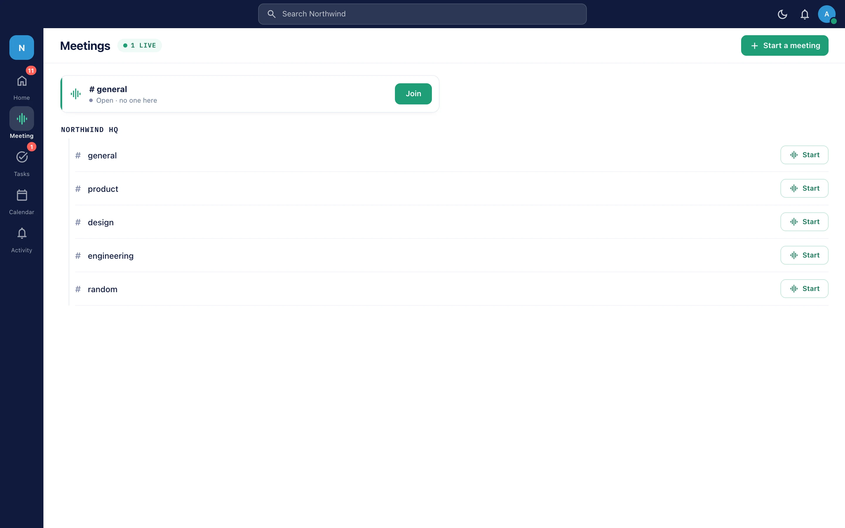 DESKTOP SCREENSHOT — huddle with screen share + filmstrip